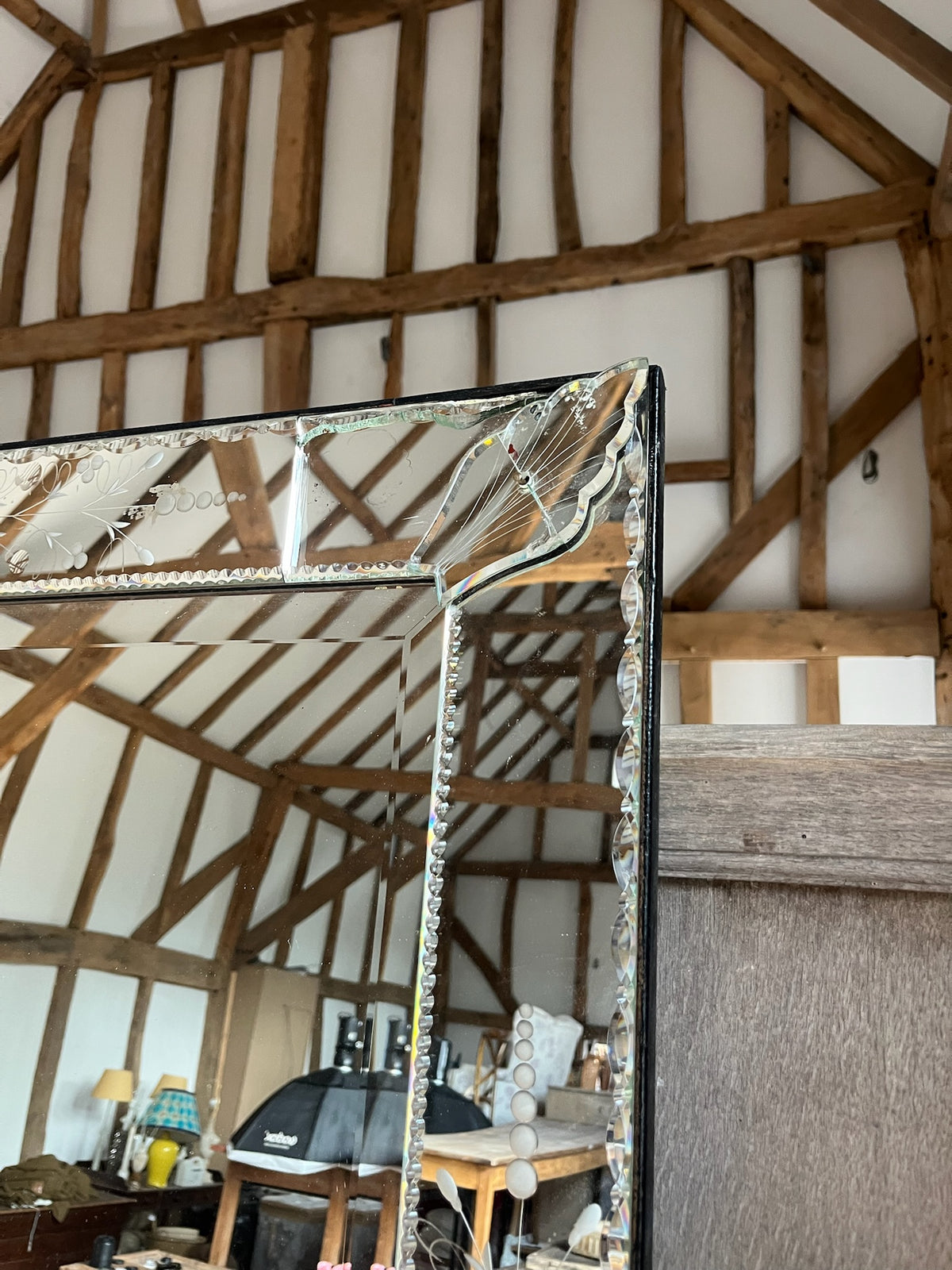Venetian Etched Glass Wall Mirror