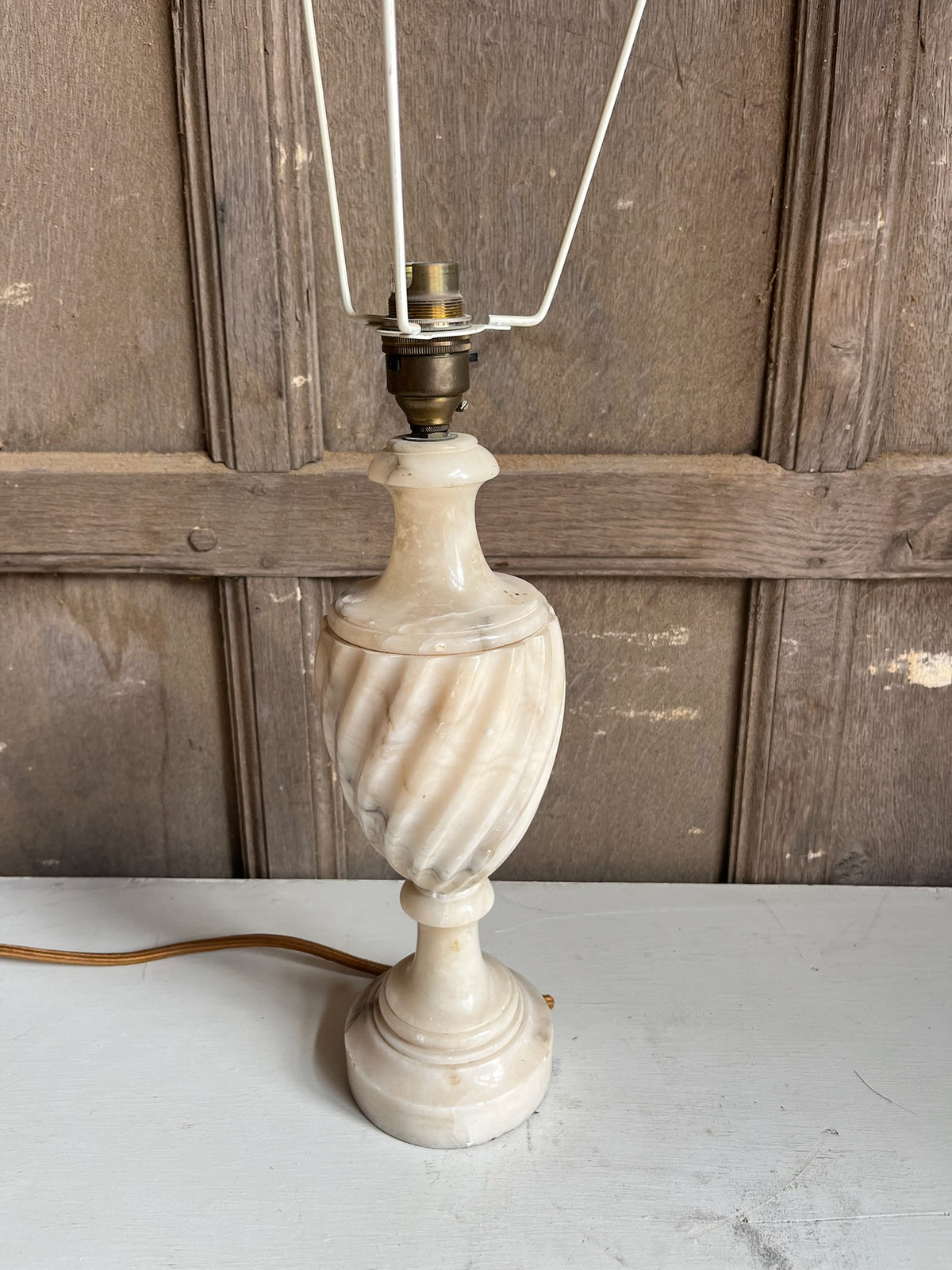 Alabaster Spiral-Carved Table Lamp
