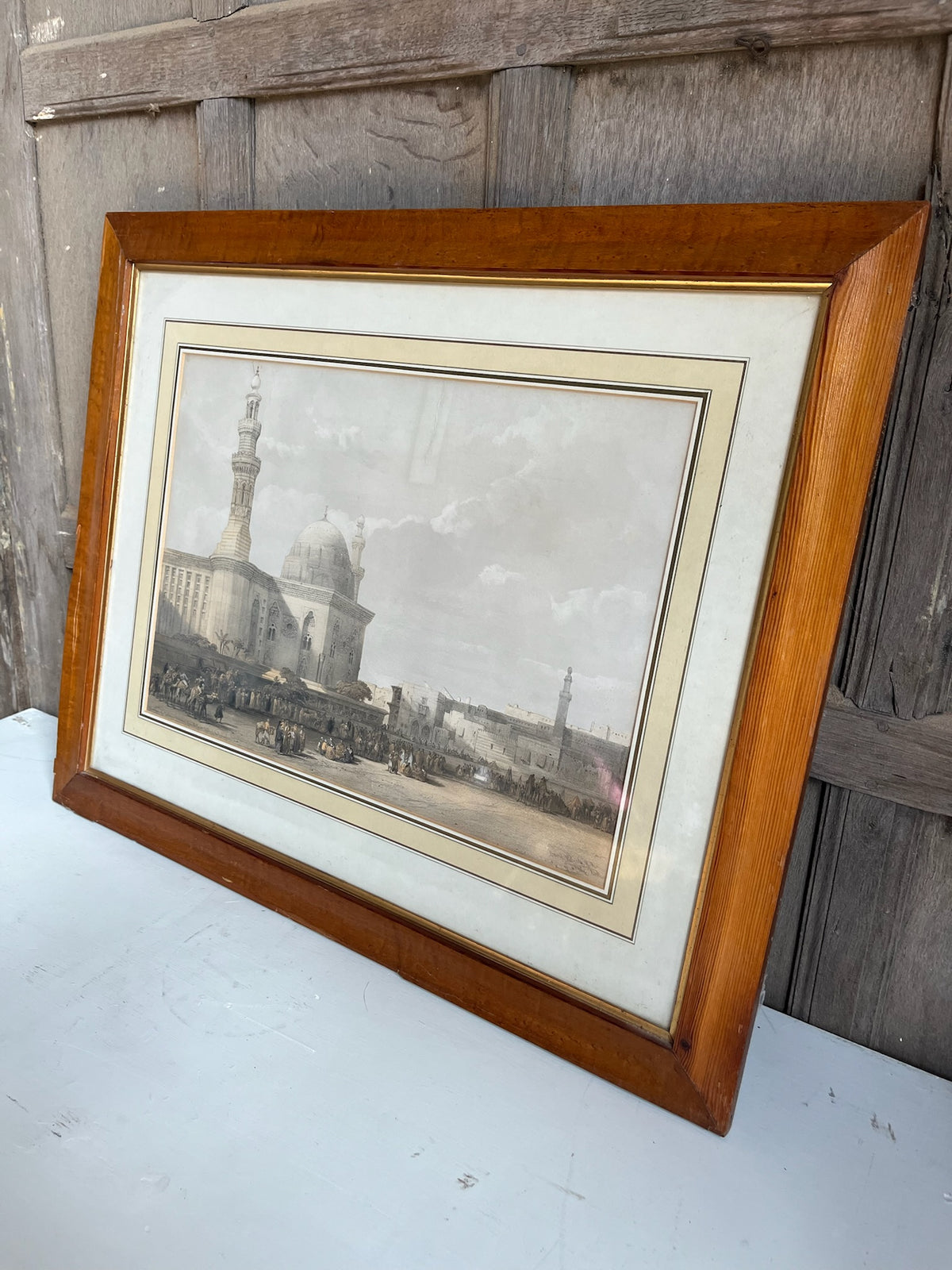 Framed Antique Cairo Mosque Engraving