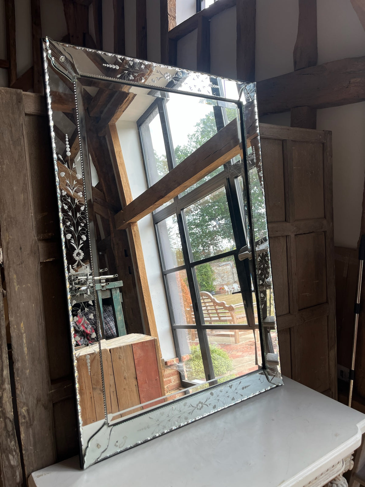 Venetian Etched Glass Wall Mirror