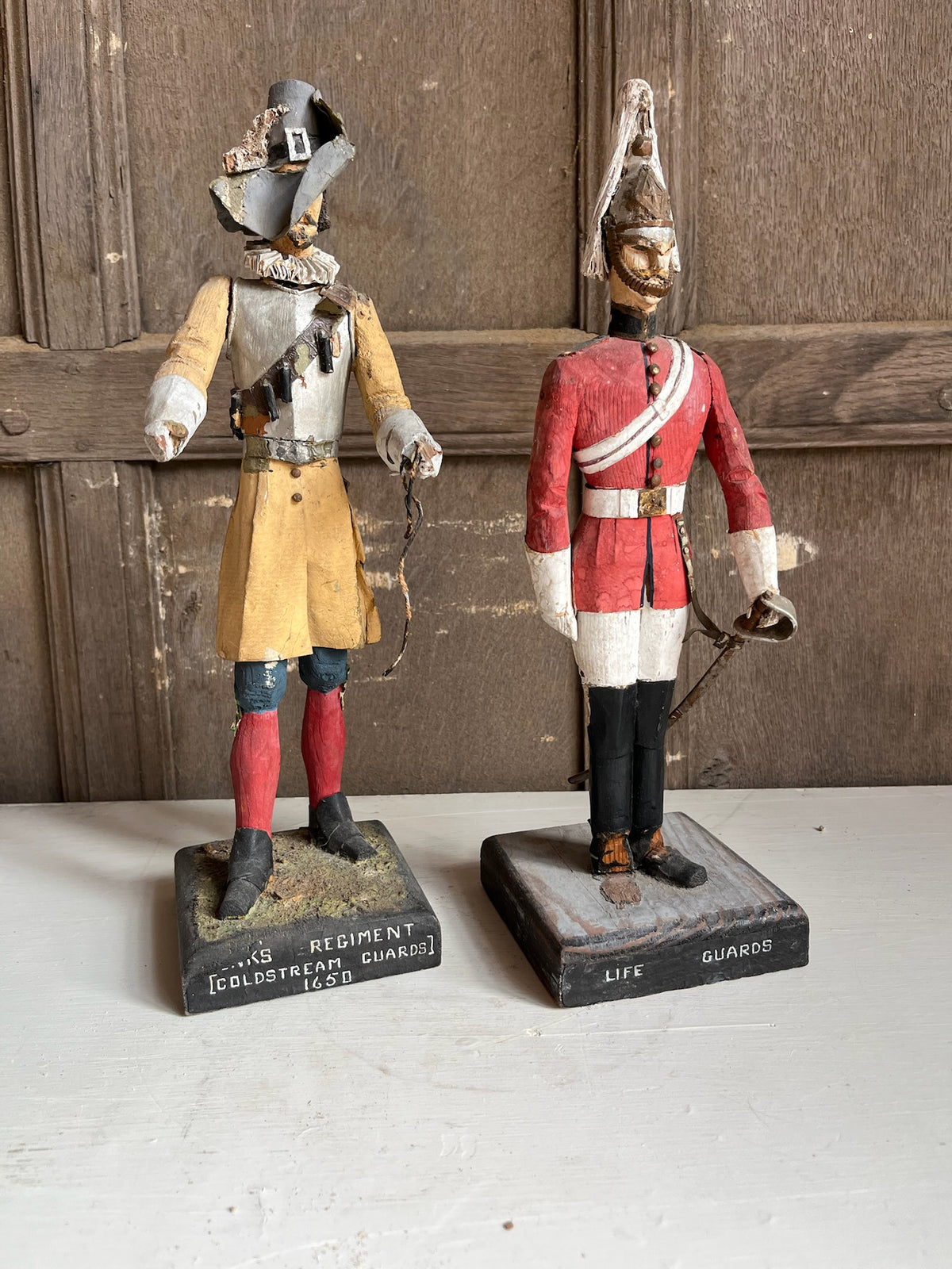 Pair of Carved Wooden Military Figures - Coldstream Guards & Life Guards
