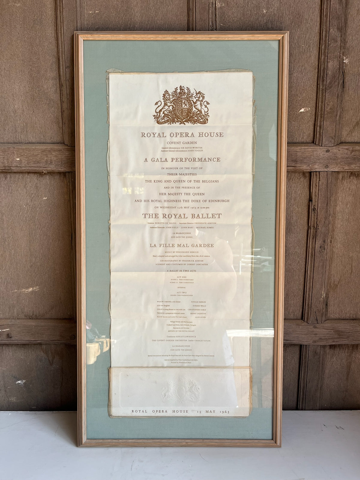 Framed Royal Opera House 1963 Gala Programme (La Fille Mal Gardee)