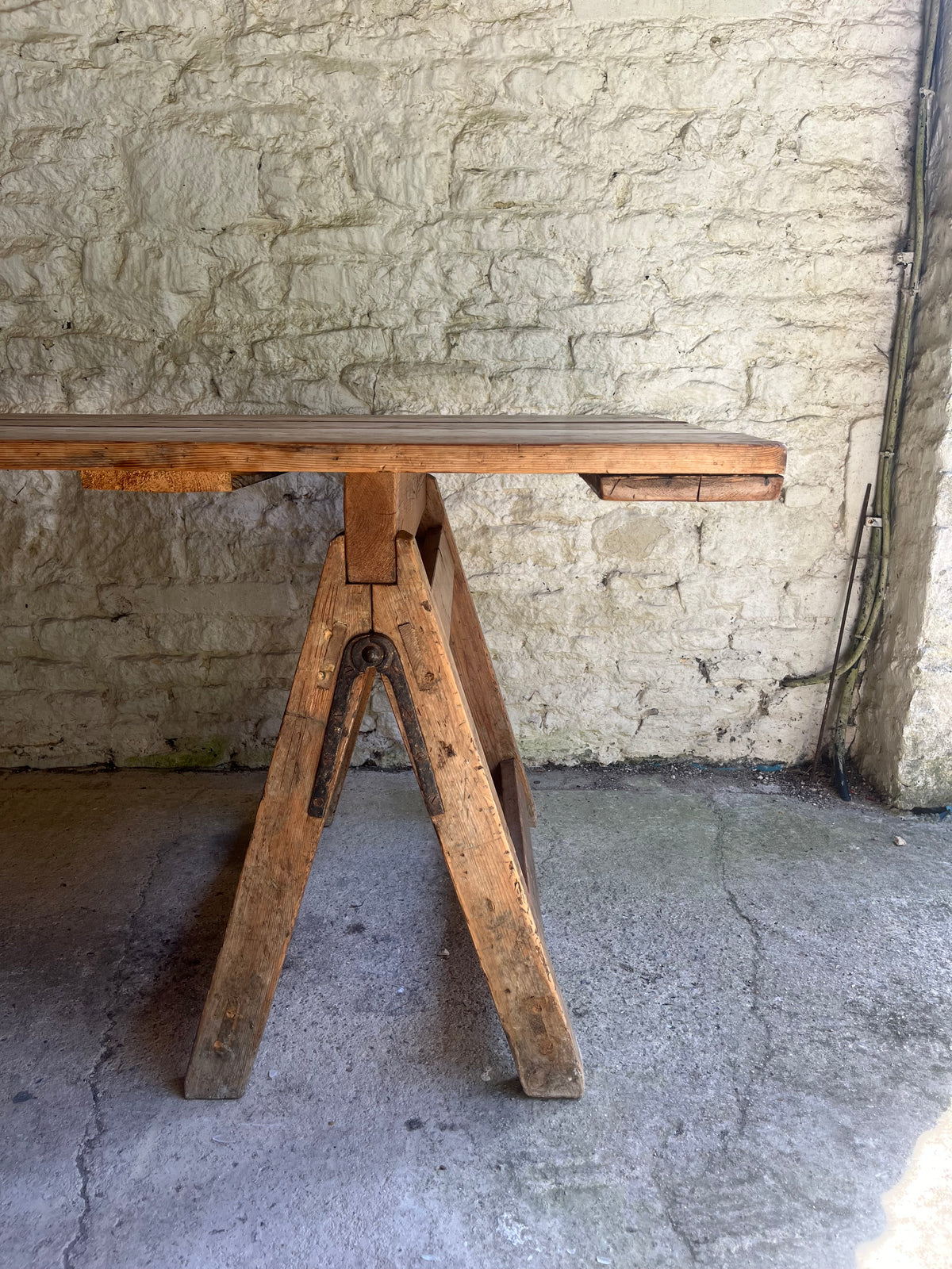 English pine trestle table