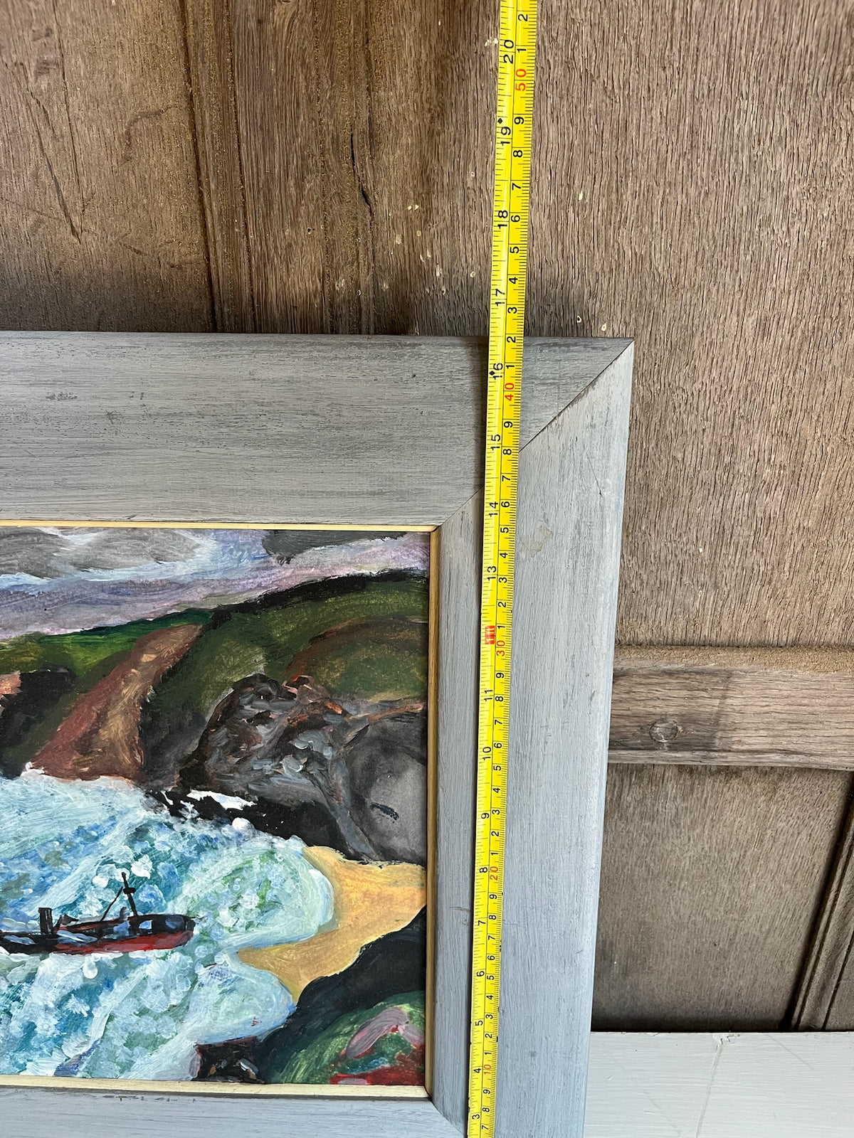 Vintage Oil Painting - Stormy Seascape with Trawler