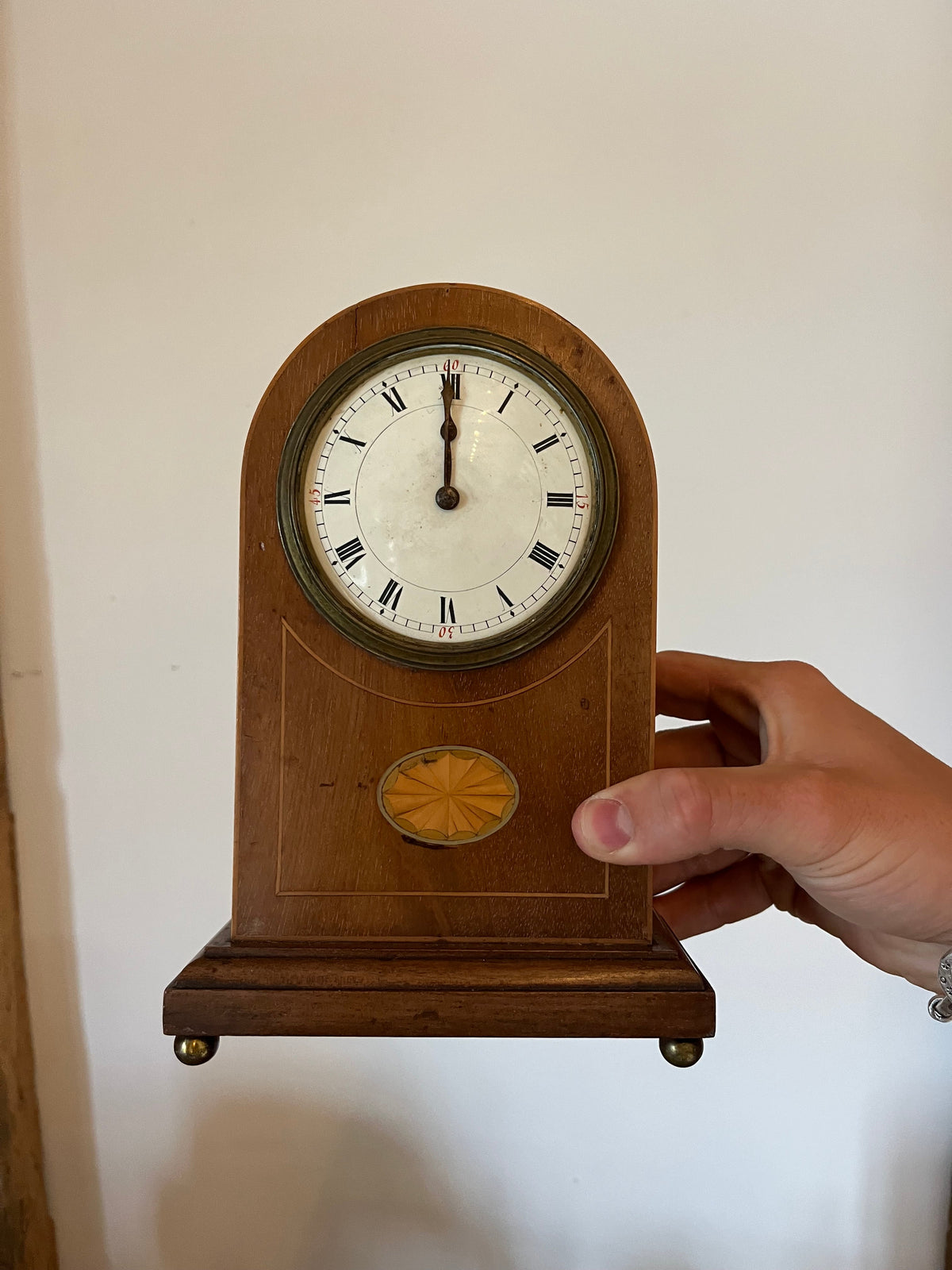 Edwardian Inlaid Mahogany Mantel Clock