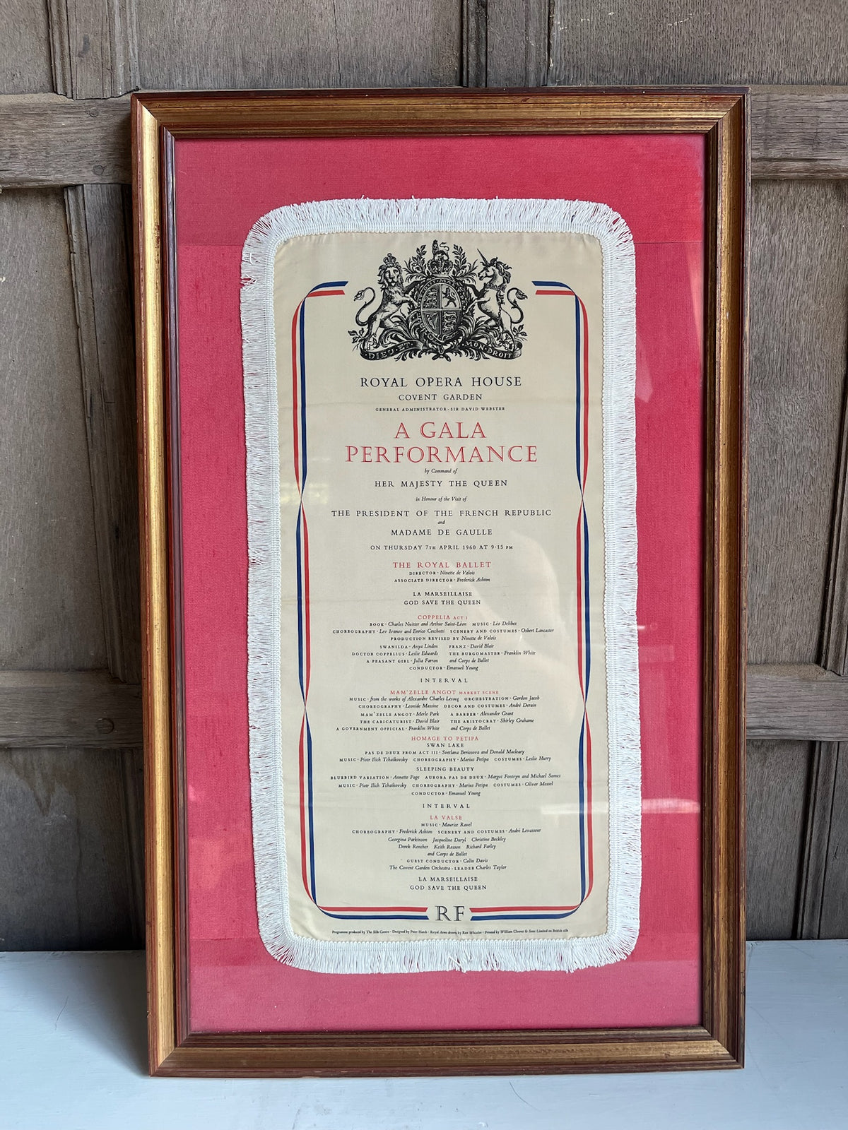 Framed Royal Opera House Gala Performance Silk Programme