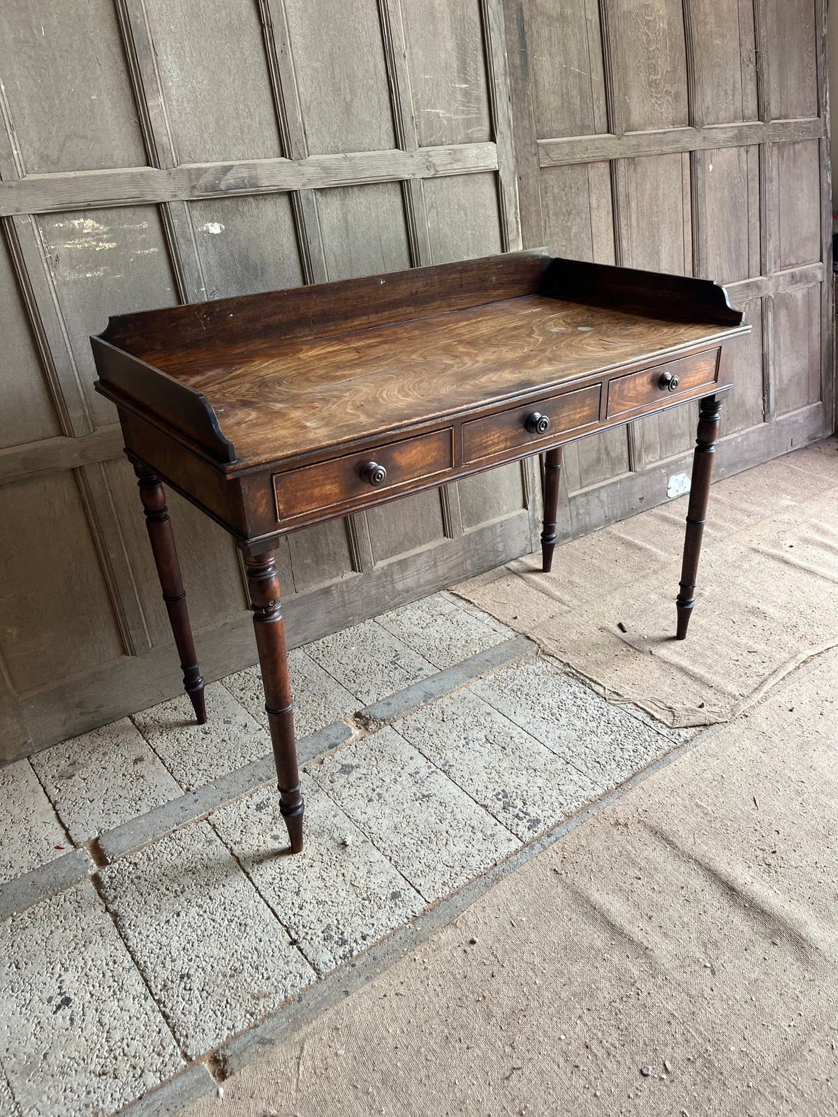 William IV Mahogany Gallery-Back Desk Side Table