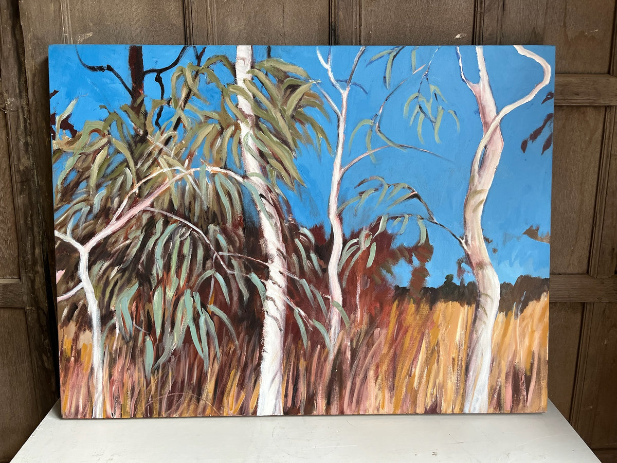 Gay Emmerson 'Blue & Gold' Acrylic Painting