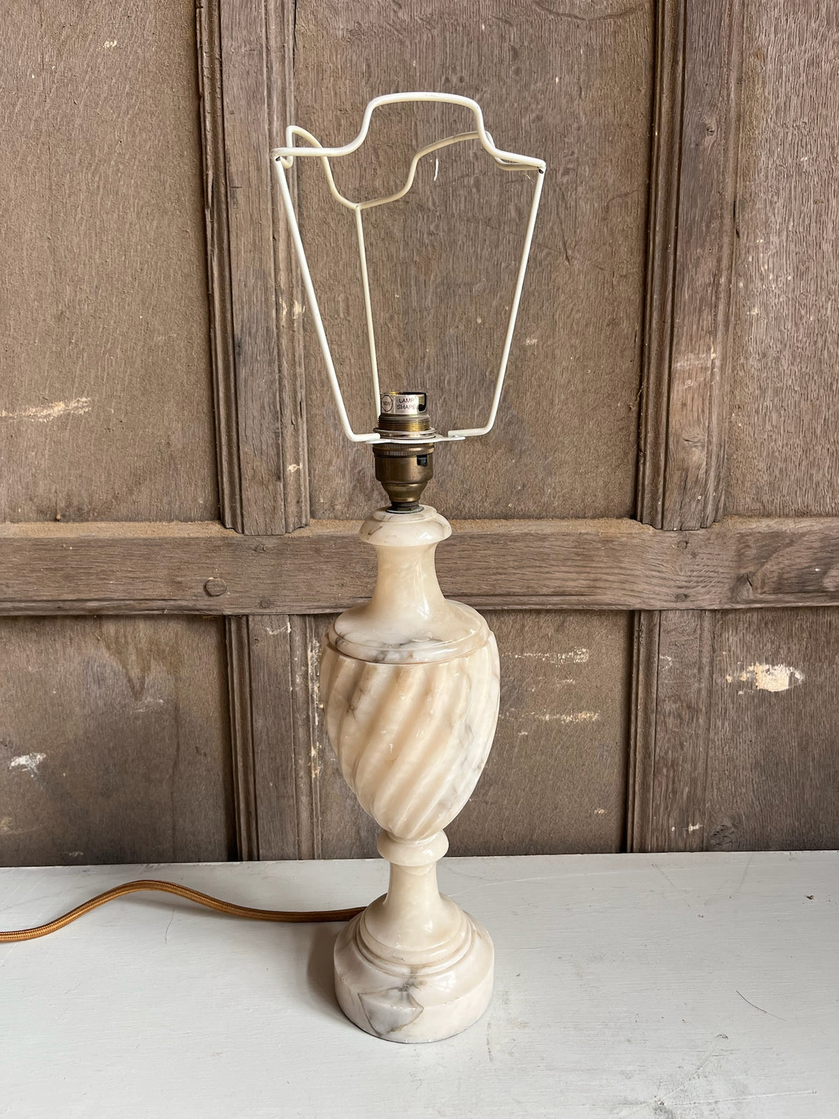 Alabaster Spiral-Carved Table Lamp