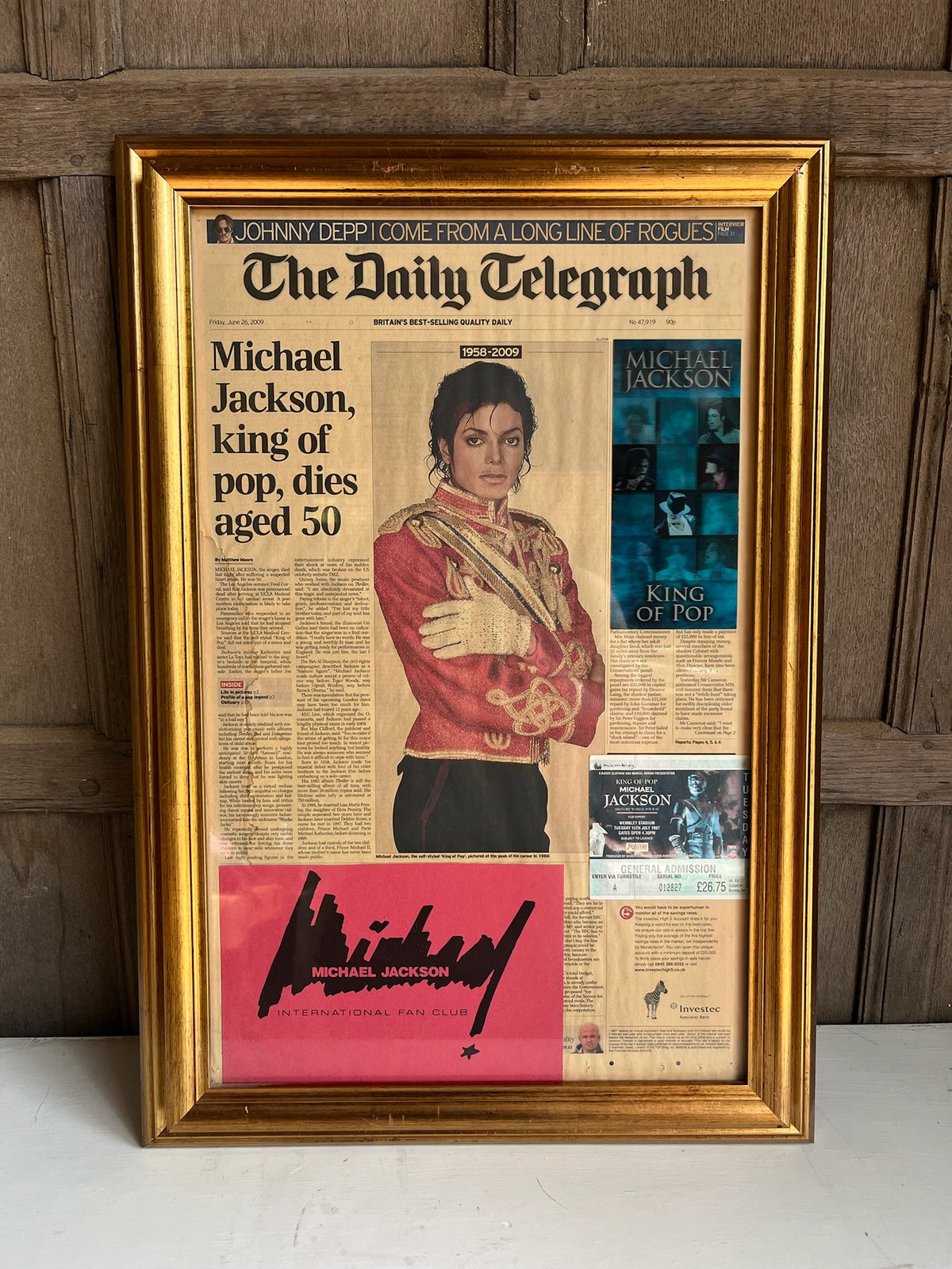 Framed Michael Jackson 'King of Pop' Memorabilia