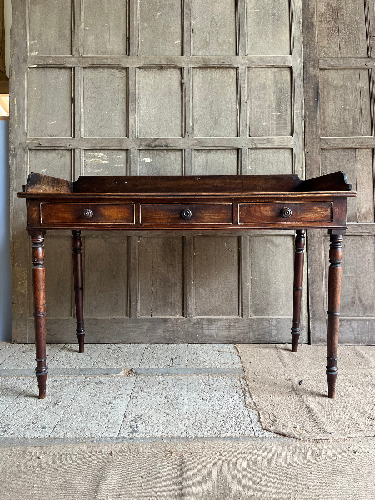 William IV Mahogany Gallery-Back Desk Side Table
