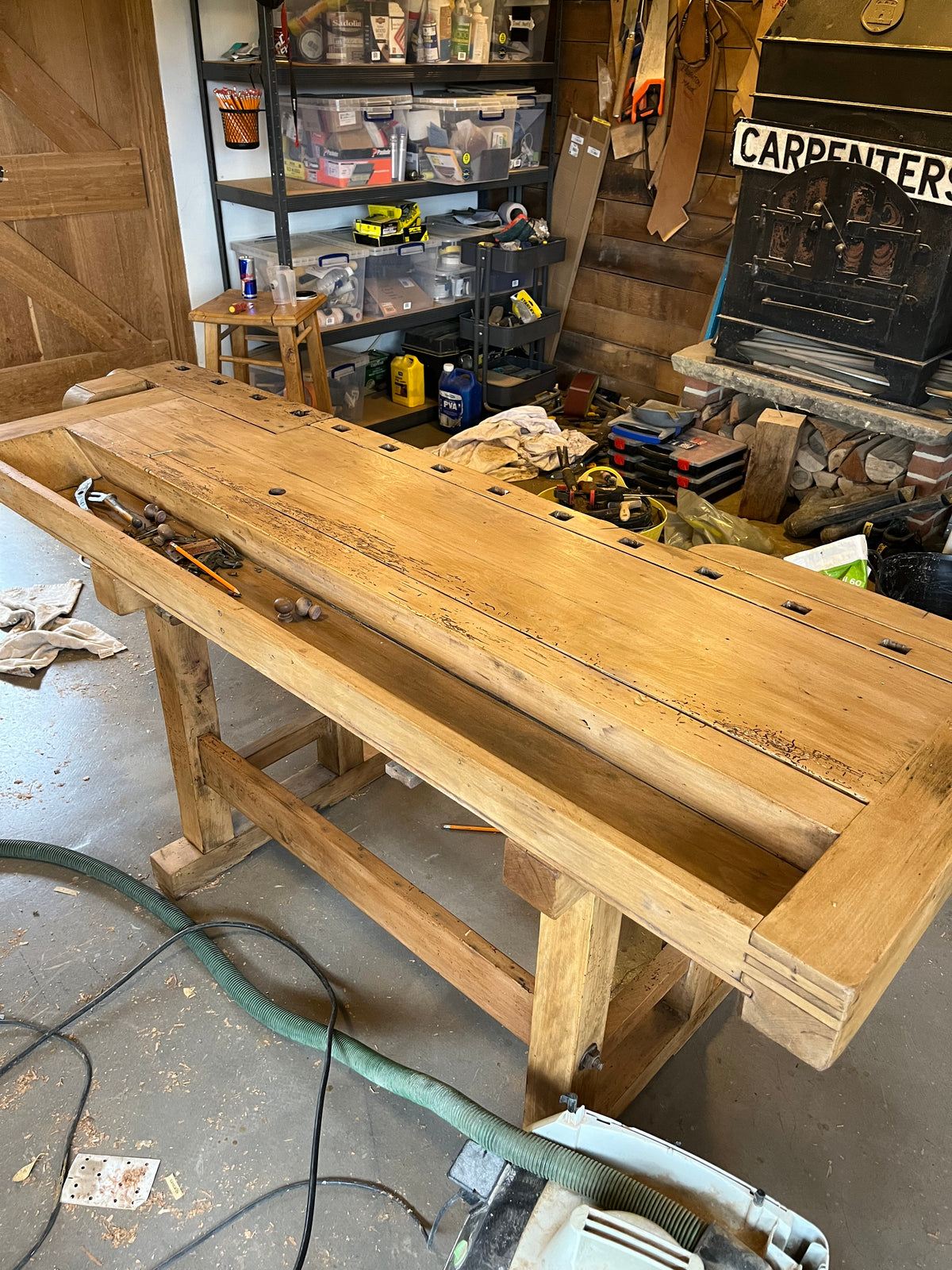 Vintage Carpenters Workbench Hardwood