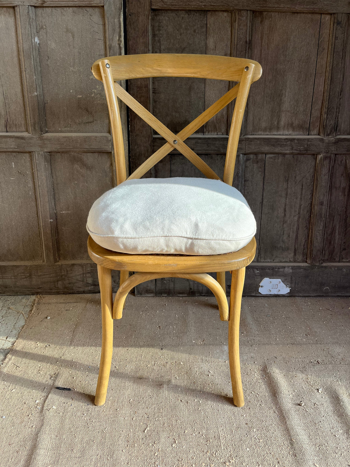 Set of Oka Oak Cross-Back Caned Dining Chairs