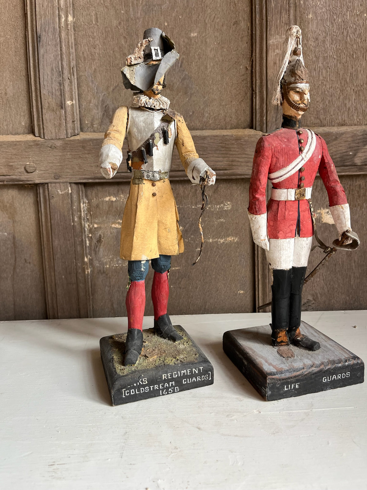 Pair of Carved Wooden Military Figures - Coldstream Guards & Life Guards