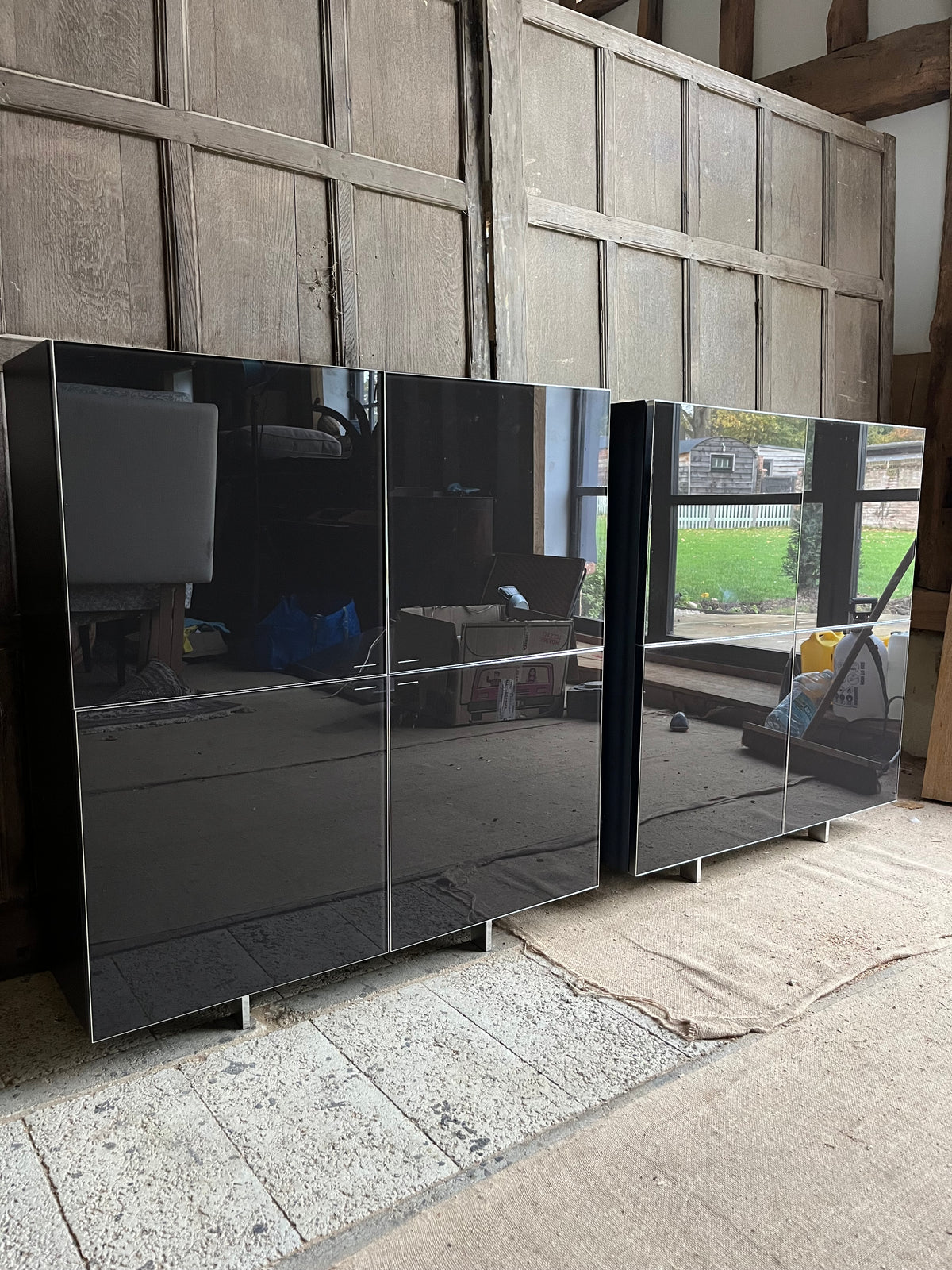 2 x Molteni Square Grey Gloss Cabinet. Rrp £5842 per cabinet