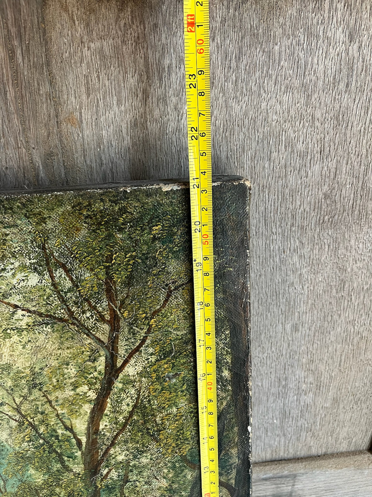 Antique Oil Painting - Tree-Lined Lane with Figures