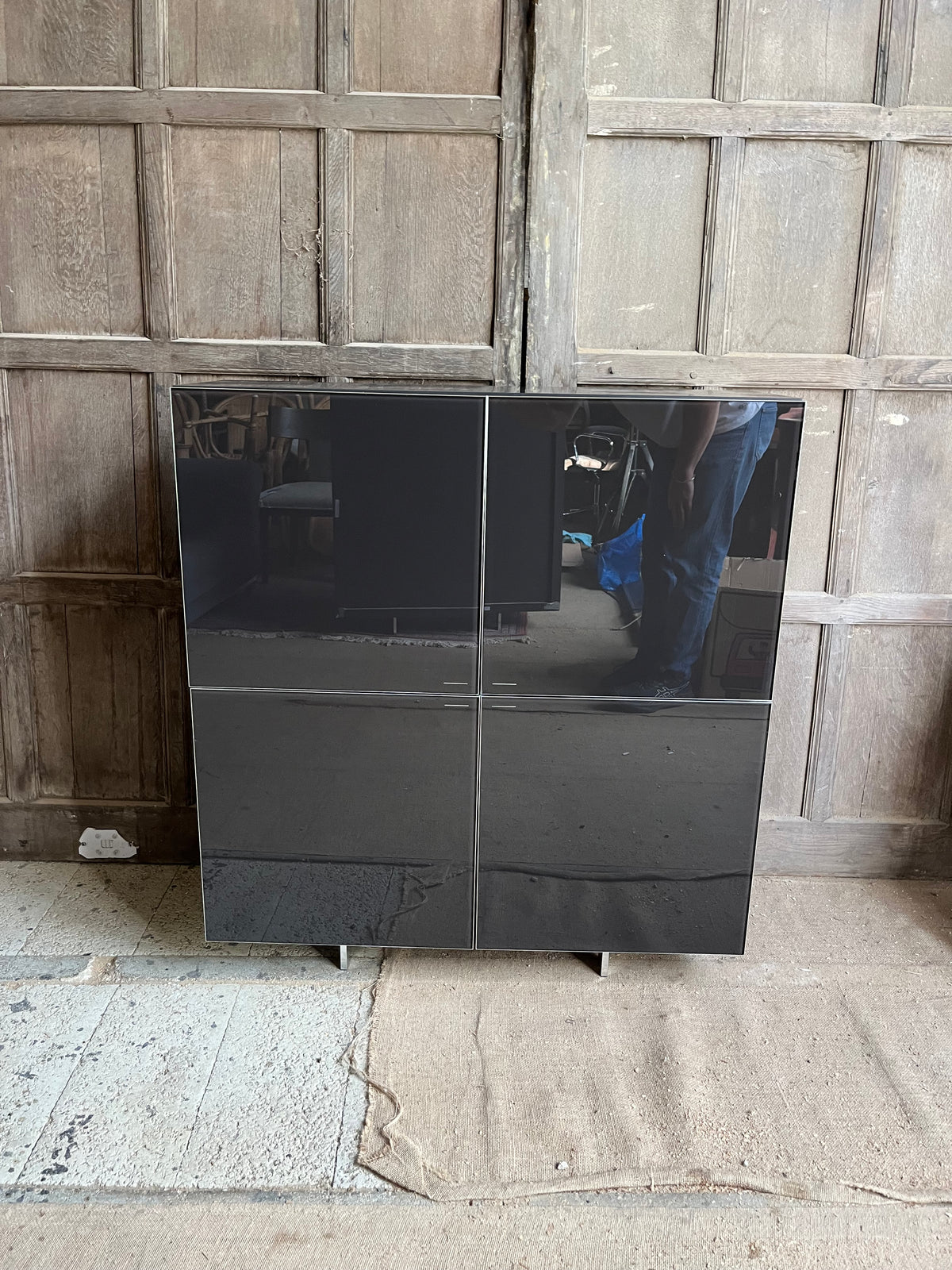 2 x Molteni Square Grey Gloss Cabinet. Rrp £5842 per cabinet