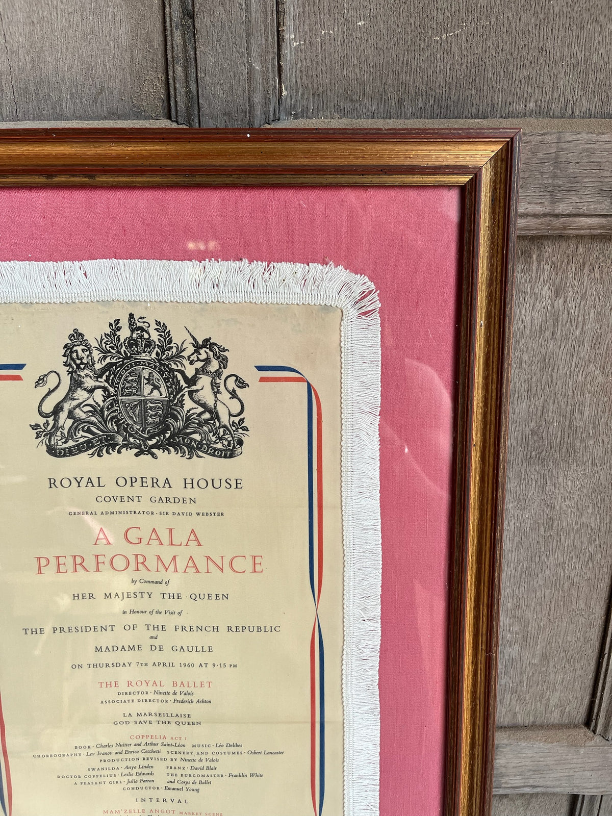 Framed Royal Opera House Gala Performance Silk Programme