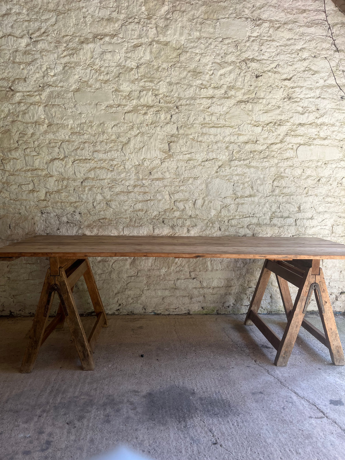 English pine trestle table