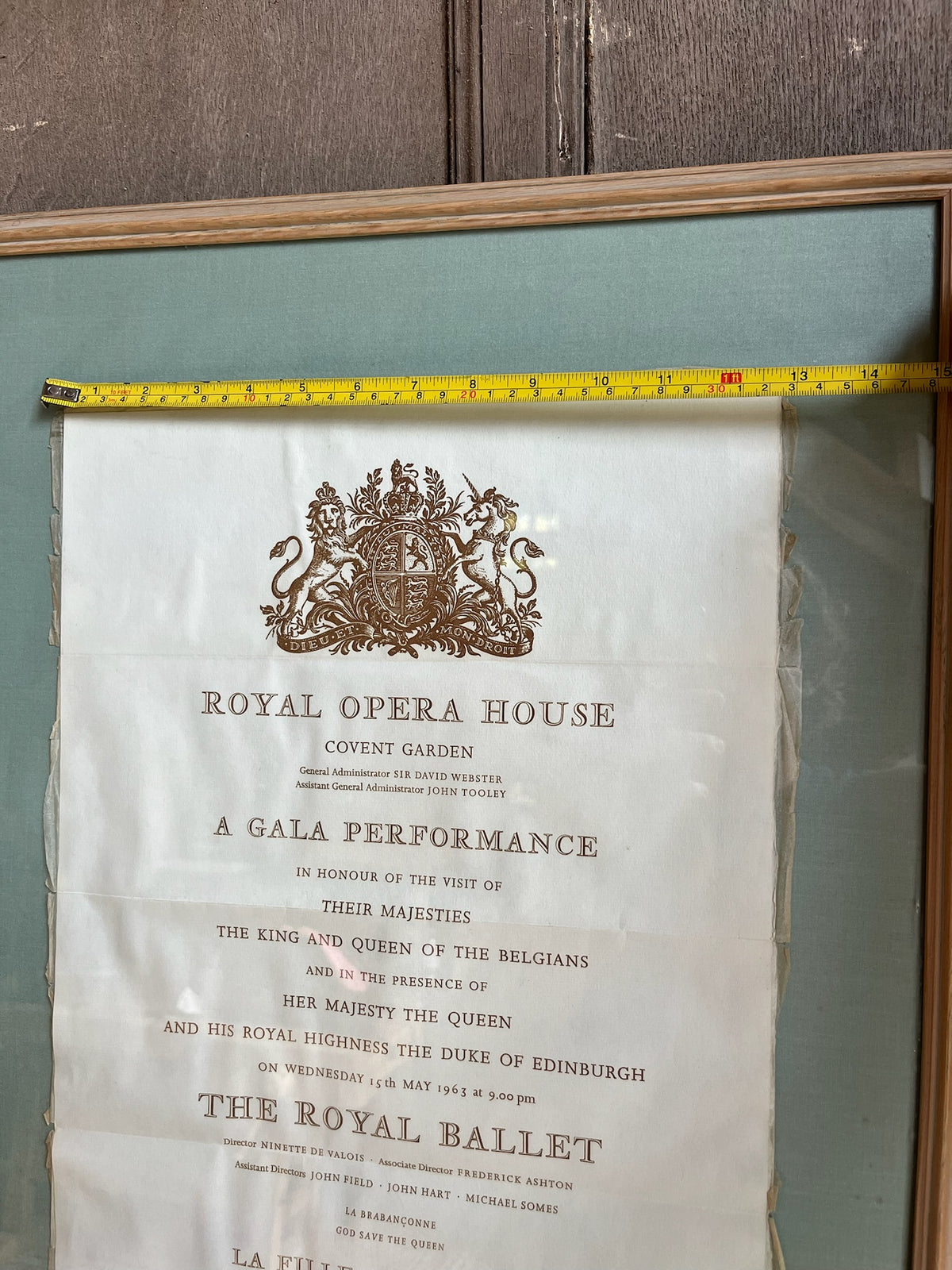 Framed Royal Opera House 1963 Gala Programme (La Fille Mal Gardee)