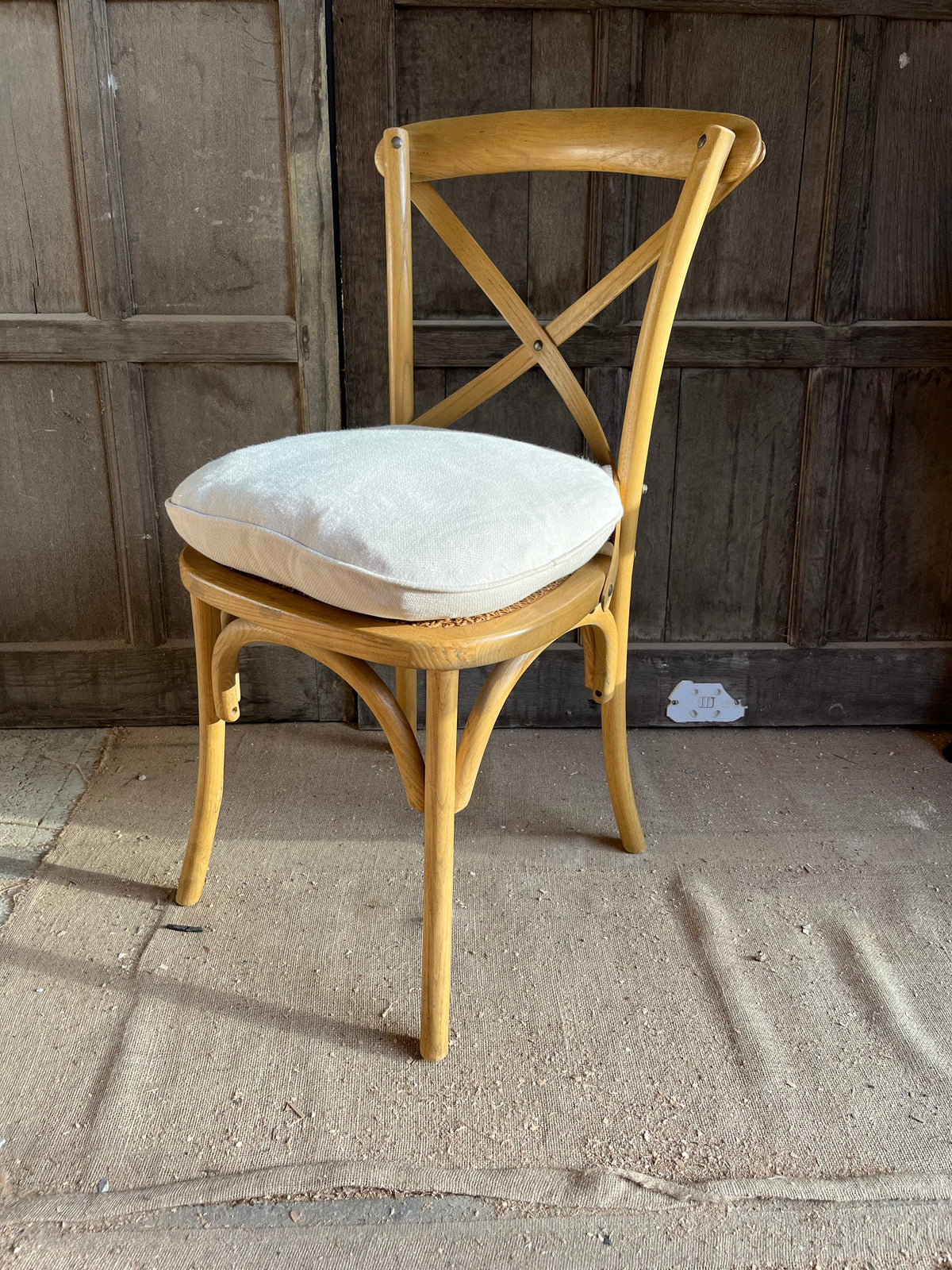 Set of Oka Oak Cross-Back Caned Dining Chairs