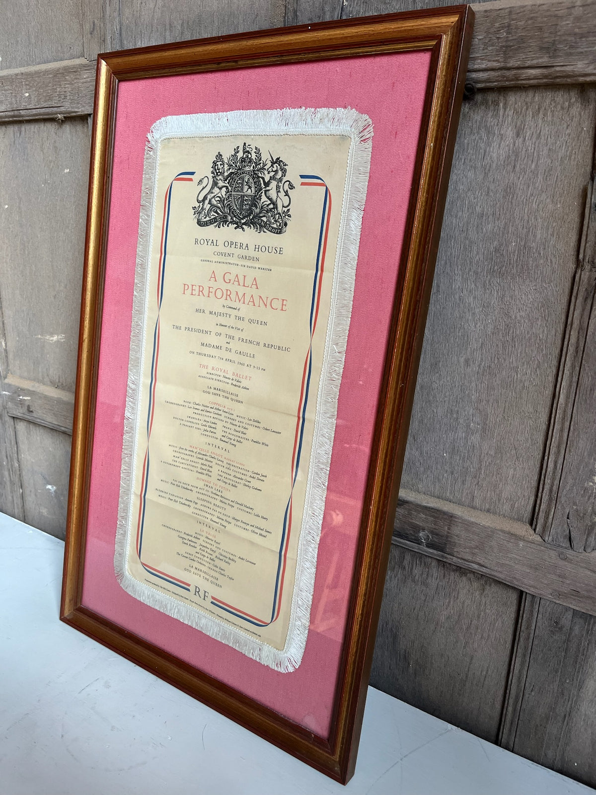 Framed Royal Opera House Gala Performance Silk Programme