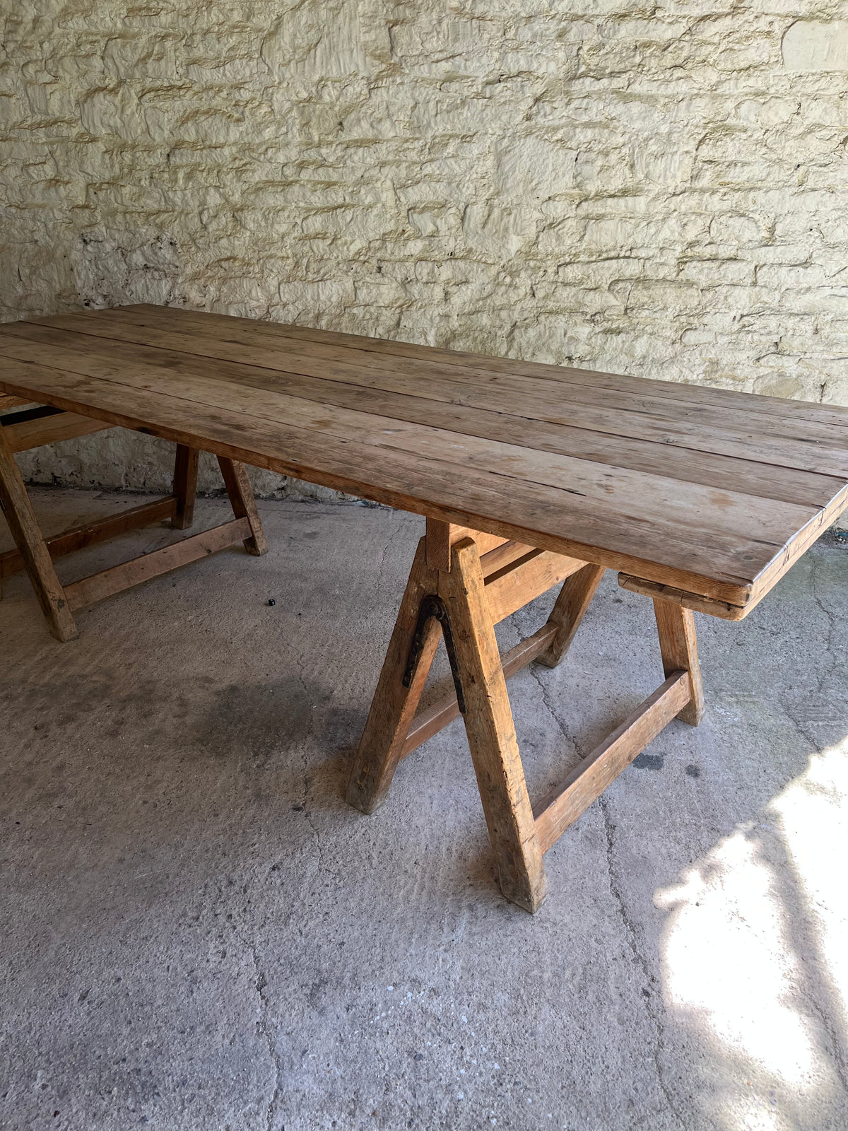 English pine trestle table