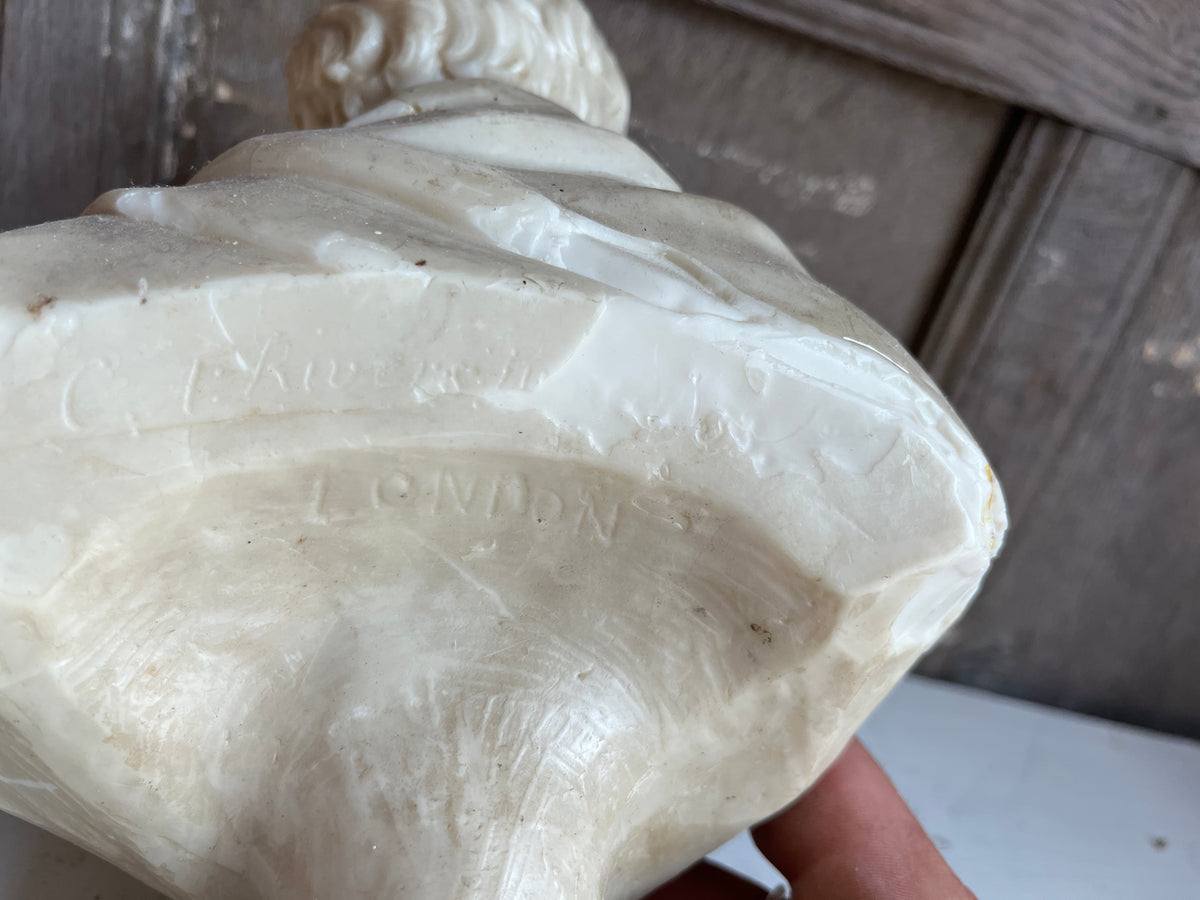 Carved Marble Portrait Bust of a Gentleman (signed)