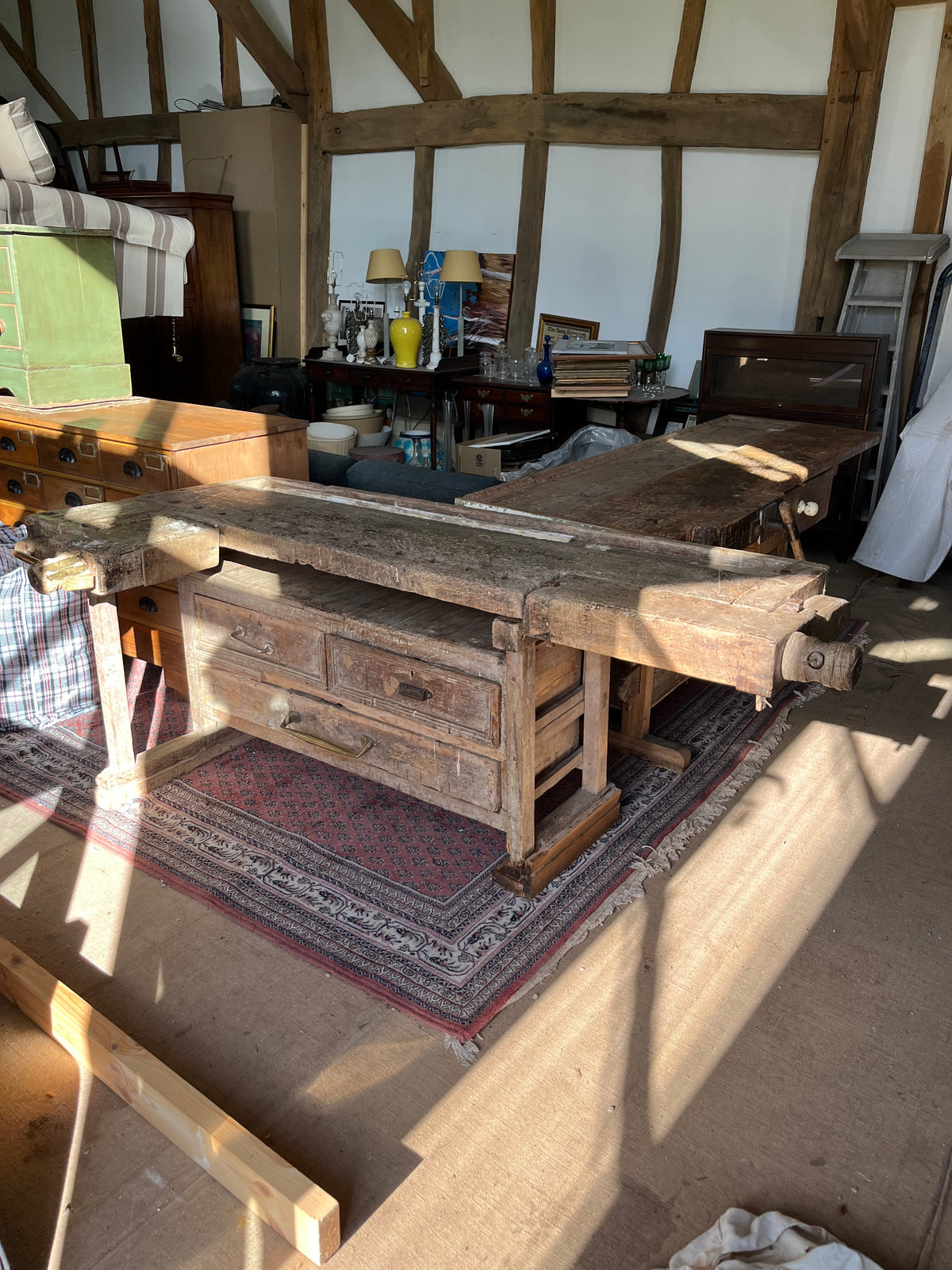 Vintage French Workbench Kitchen Island