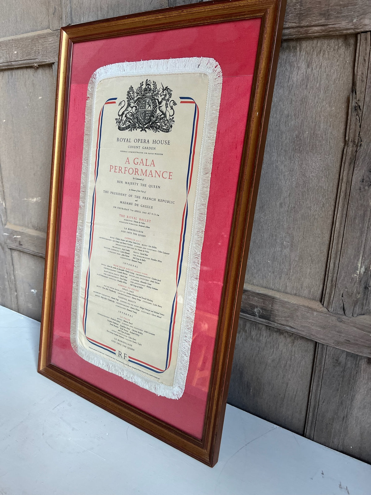 Framed Royal Opera House Gala Performance Silk Programme